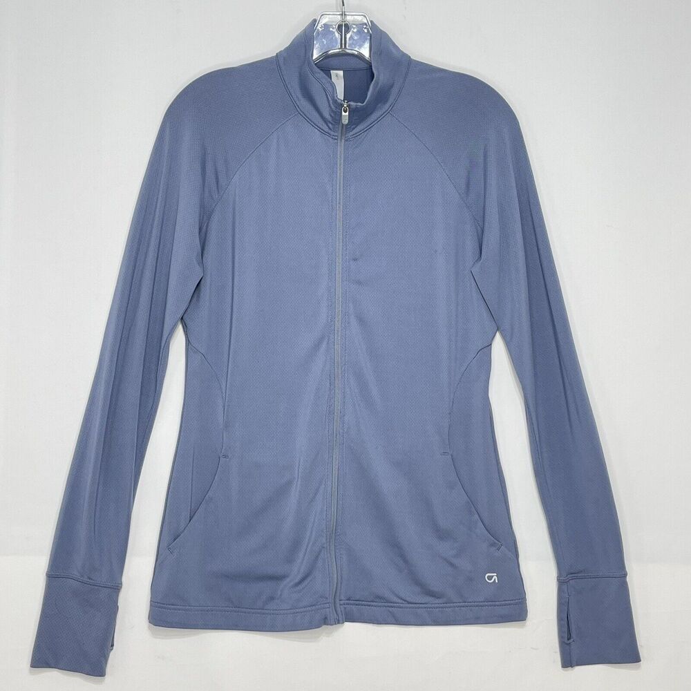 Gap Fit Women Full Zip Jacket Small Gray Mock Neck Long Sleeve